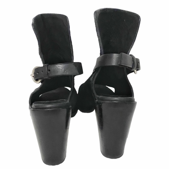 RAG & BONE WYATT BLACK CALF HAIR SLING BACK PEEP TOE HEELED SANDALS - 8 (38) - Picture 3 of 10